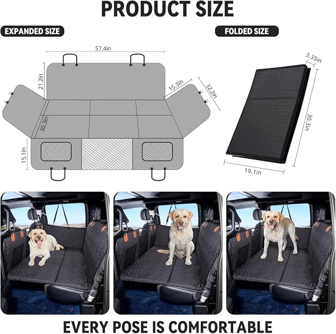 YJGF Hard Bottom Dog Car Seat Cover for Full-Size Trucks,Back Seat Extender | Strong Support,More Rest Space,Waterproof, Scratch Resistant,Car Seat Protector,Dog Hammock for Full-Size Truck - Image 6