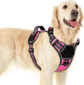 Eagloo Dog Harness No Pull for Large Dogs, Easy On & Off with 3 Buckles | No Choke with Front Clip, Adjustable Fit, MOLLE System, Reflective Vest, Easy Control for Walking, Pink & Black, Large by GoExplorewithEagloo