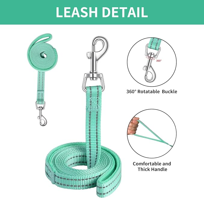 AMTOR Small Dog Harness with Leash Set, No Escape Easy Walk Puppy Harnesses for Training Walking, Step-in Reflective Soft Dogs Vest for XS S Medium Extra-Small Large Sized Dog(Green,XL) - Image 4