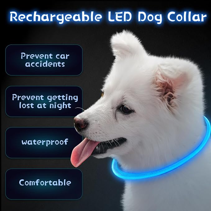Weewooday 3 Pcs Light up Dog Collars USB Rechargeable LED | USB Waterproof Glow Collar, Adjustable Lighted Necklace for Night Walking, Fits Large Medium Small Dogs, High Visibility - Image 5