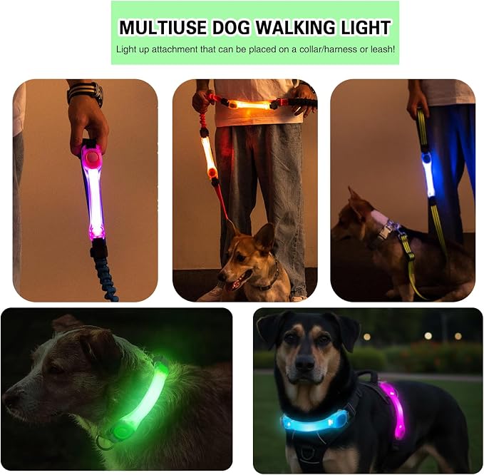 LED Dog Leash with Light Heavy Duty for Large Dogs Night Walking | No Pull Bungee Shock Absorbing, 2 Padded Handles for Control, Fits 60-150 lbs Dogs, Nylon Stickers Easy to Attach Leash - Image 2