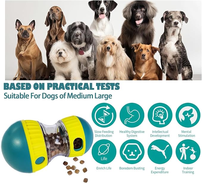 Dog Food Puzzle Toys, Adjustable Dog Treat Dispensing Dog Toys, Interactive Chase Slow Feeder for Boredom and Stimulating, IQ Training for Medium/Large Dogs - Image 6