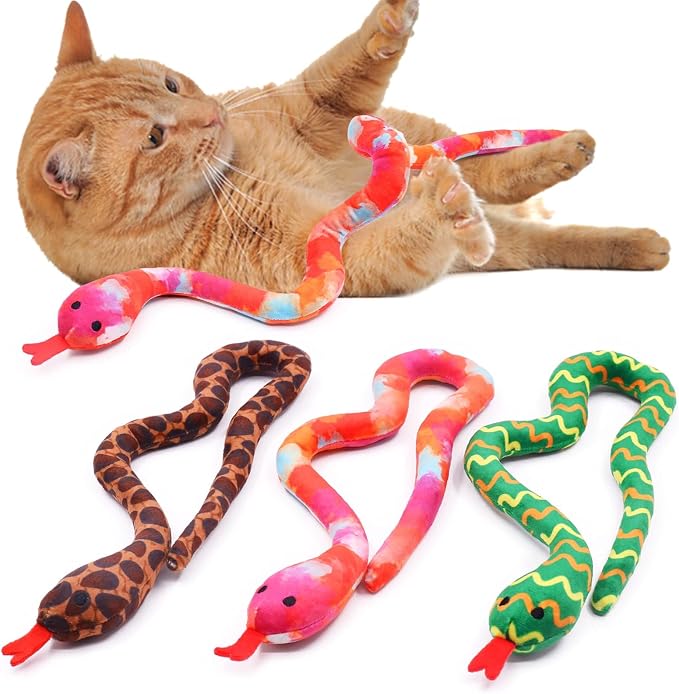CiyvoLyeen Plush Snake Catnip Toys for Indoor Cats 3 Pack | Interactive Snake Cat Chew Kicker Toys, Boredom Relief, Soft Durable Plush with Catnip, Funny Gift for Cat Lovers & Kitten by CiyvoLyeen