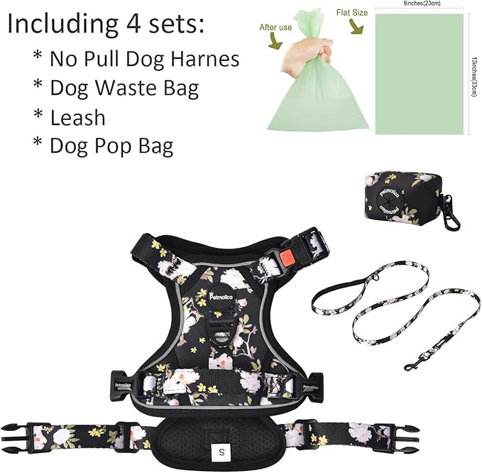 Petmolico No Pull Dog Harness, Leash & Poop Bag Holder, Small, Yellow Peach | Reflective Vest, Easy Control Handle, Adjustable Fit, For Small Breeds & Puppies - Image 5