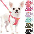 SlowTon No Pull Dog Harness with Leash for Small Medium Dogs, Pink XXS | Solid Pattern, Step-in, Lightweight, Easy Put On and Off, No Choke, Soft Cotton and Suede for Daily Walking by SlowTon