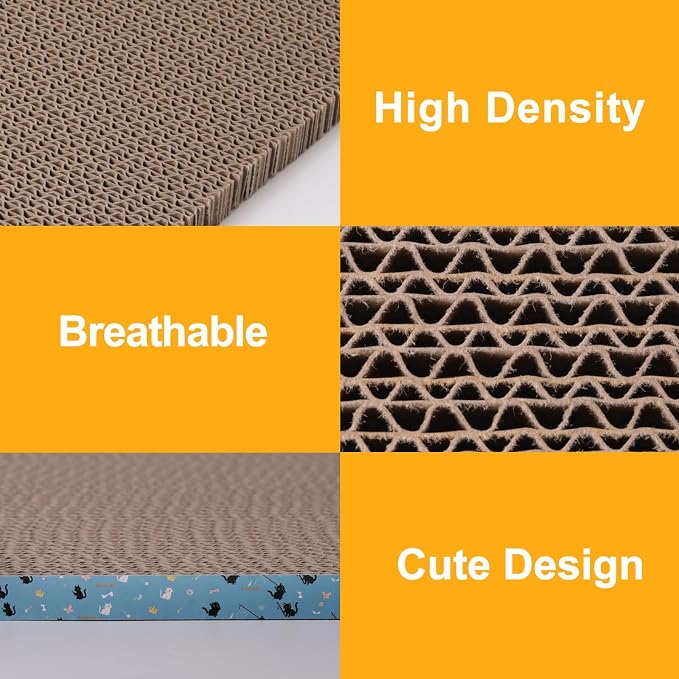 2Pack Cat Scratcher Pad, Reversible Scratching Cardboard, 14" Lx5.3 W Post Board for Indoor Cats Cardboard pad Sleep Play and Grind Claws - Image 3