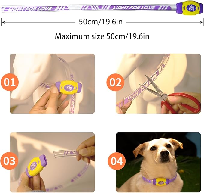 LaRoo LED Light Up Dog Collar, Multi-Color Glowing Safety Pet Collar, USB Rechargeable, Adjustable, Night Walk High Visibility Collar Safety Dog Light for Small Medium Dogs(Purple) - Image 7