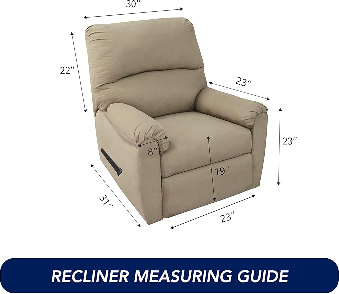 PureFit Stretc Recliner Chair Covers Fleece Soft Couch Covers for Sofa | Tan 4-Pieces Recliner Slipcover Pocket Couch Protector, Fleece Sofa Cover Washable with Non Slip Elastic Bottom - Image 6