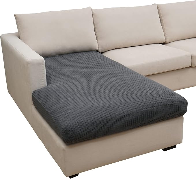 Eismodra Sectional Couch Covers Chaise Cushion Cover for Sofa L Shape Chaise Lounge Magic Stretch 3 Cushion Couch Slipcover for Dogs L Shaped Replacement Protector,Dark Gray X-Large(Only 1 Piece) by Eismodra