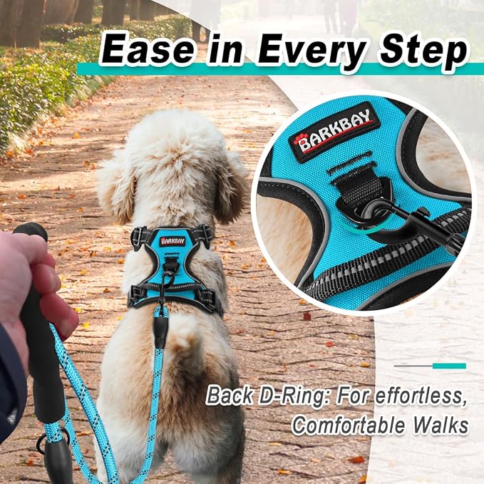 BARKBAY Dog Harness for Small Sized Dog No Pull 2 Leash Clips Dog Vest | Control Handle,Comfort,Heavy Duty,Adjustable Reflective,Perfect for Outdoor Training, Walking,Hiking(XS,Blue) - Image 3