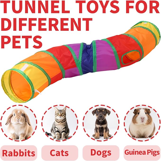 Pet Cat Tunnel, S-Shape Tunnels for Indoor Cats, Collapsible Pet Tunnel for Kitten, Puppy, Rabbit, 25cm-Wide Tunnels, Durable & Breathable, with Peek Hole Toy Ball - Image 2