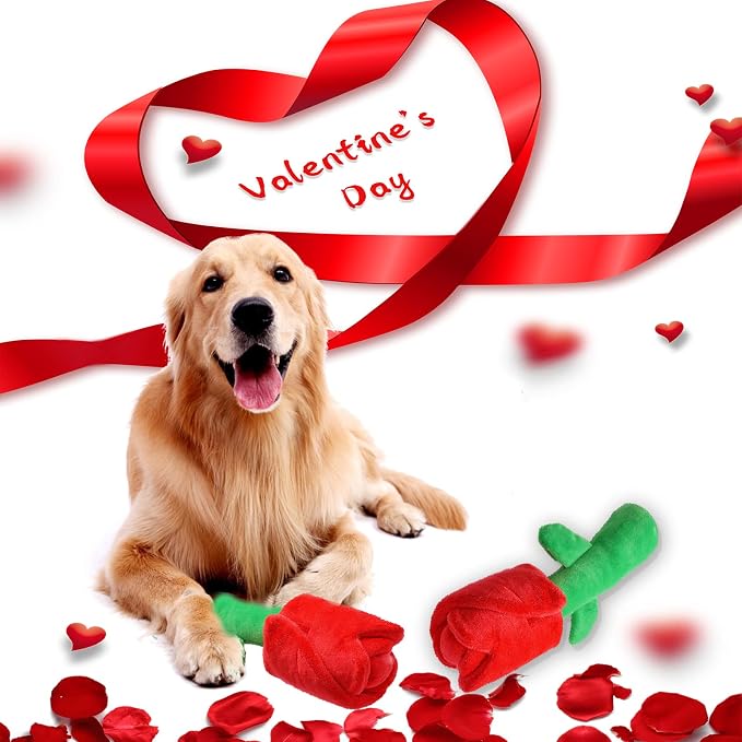 lilfrd Rose Valentines Day Dog Toy, Squeaky Crinkle Puzzle Gift for Dogs | Valentine Gift, Interactive Play, Suitable for Small Medium Large Dogs, Birthday Gift - Image 2