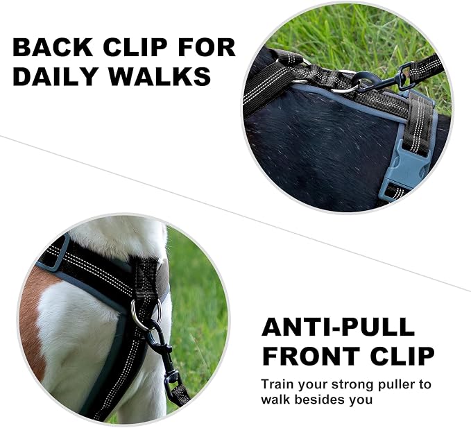 Plutus Pet No Pull Dog Harness, Adjustable Nylon Harness with Soft Padding | Reflective with Front Clip, Heavy Duty for Training and Walking, for Small Medium Large Dogs, Black, XL - Image 4