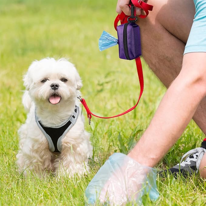 Dog Waste Bag Dispenser Pet Poop Bags Holder for Doggie Waste Bags Dispensers Soft Fabric Zipper Small Doggy Puppy Pouch for Leash Accessory Attachment with Carrier,Green - Image 3