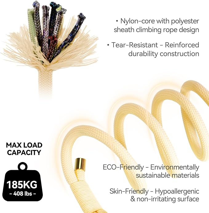 5FT Dog Leash Puppy Cat Rope Lead for Small Medium Large Dogs | Light Yellow, with Anti-tangle Swivel Clip, Comfortable Non-slip Grip Handle, Ideal for Daily Walks and Training - Image 3