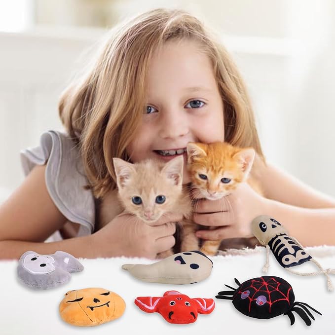 FOIMAS Halloween Catnip Toys,Pumpkin Ghost Catnip Toy Chew Bite Toy for Cat Interactive, Pack of 6 - Image 7