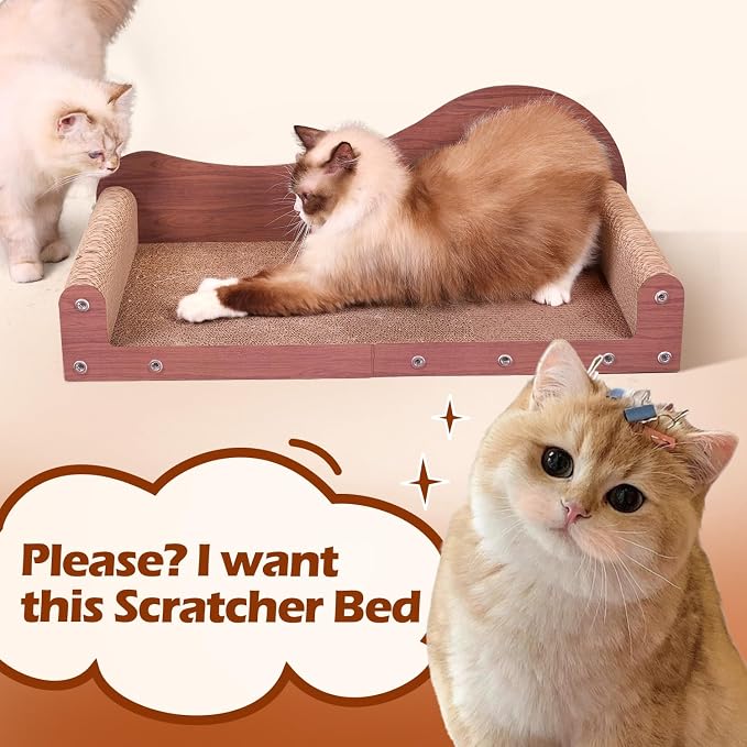 ComSaf Cat Scratcher Bed 26.4 in, Large Cardboard Cat Scratching Board | Scratch Pad Lounger, Sofa Couch Shape, Corrugated Cardboard, Furniture Protection, Indoor Resting Spot, Claw Care - Image 7