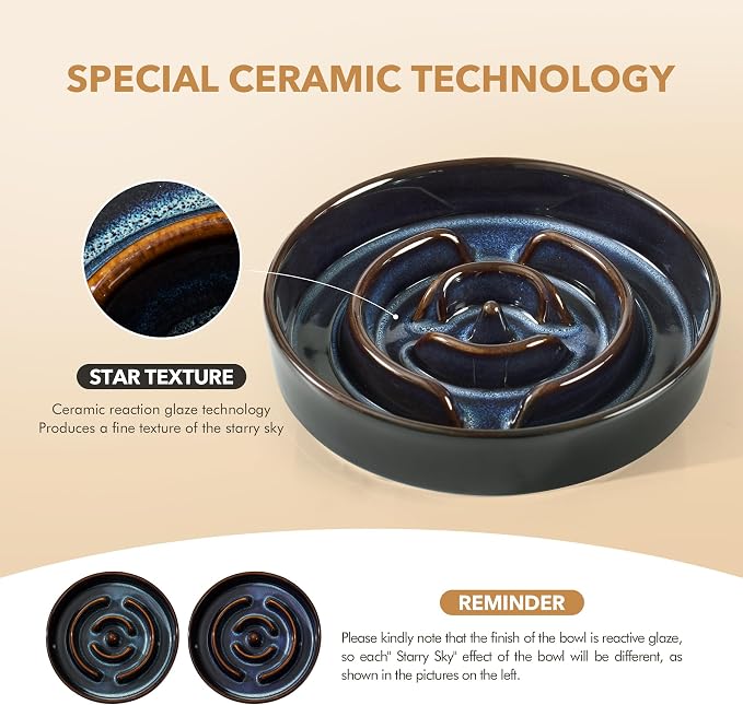 Havniva Ceramic Slow Feeder Dog Bowls, Dog Bowl Slow Feeder | 1.6 Cups Dog Slow Feeding Bowls for Medium Dogs, Puzzle Dog Food Bowls for Fast Eater, Pet Slow Feeding Dish, Non-Slip - Image 4