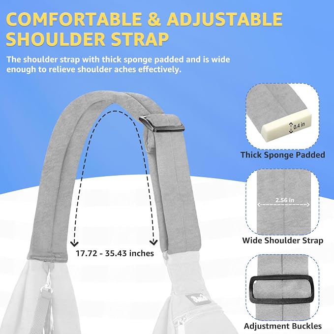 SlowTon Dog Carrier Sling - Thick Padded Shoulder Strap Adjustable, Cloud S | Dog Carriers for Small Dogs, Puppy Carrier Purse for Pet Cat with Front Zipper Pocket Safety Belt Machine Washable - Image 5