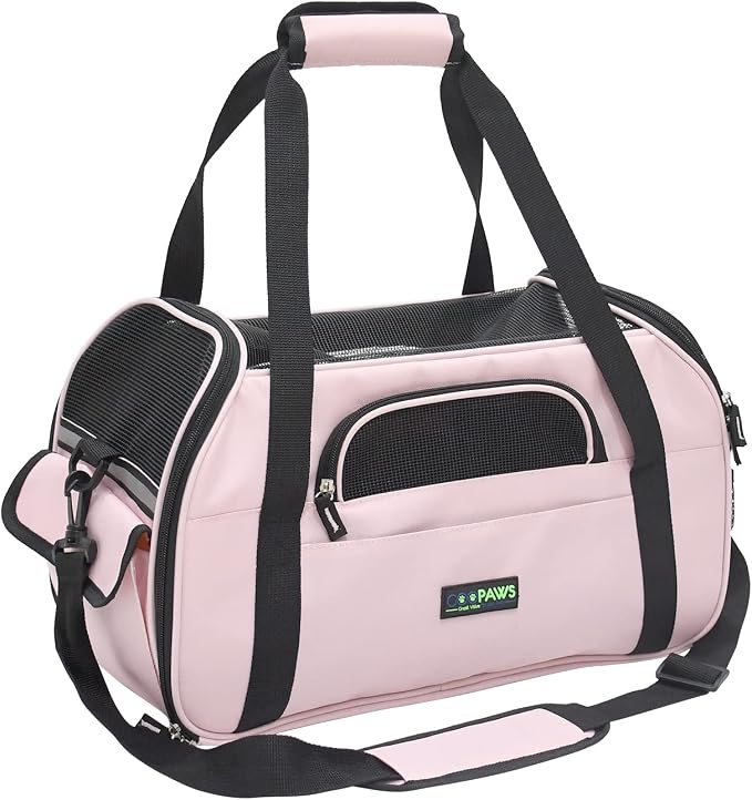 Jespet Airline Approved Soft-Sided Kennel Pet Carrier Travel Handbag | Lightweight, Foldable, Portable, Built-In Safety Leash, Luggage Sleeve, for Cats & Small Dogs, for Indoor & Outdoor by JESPET