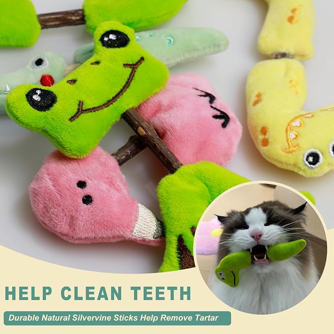 Interactive Cat Toys Set, Silvervine Chew Sticks and Cat Spring Toy, Indoor Catnip Toys for Exercise and Dental Care, for Adult Cats and Kittens (10 Packs) - Image 7