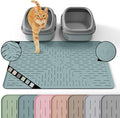 Large Cat Litter Mat, 31.5x23.6 Silicone Trapping Mat Light Blue | for Kitty Litter Box, Easy Clean, BPA Free Rubber, Center Litter Collection, Easy Pour-Back, Waterproof, Odor-Resistant by OHMO