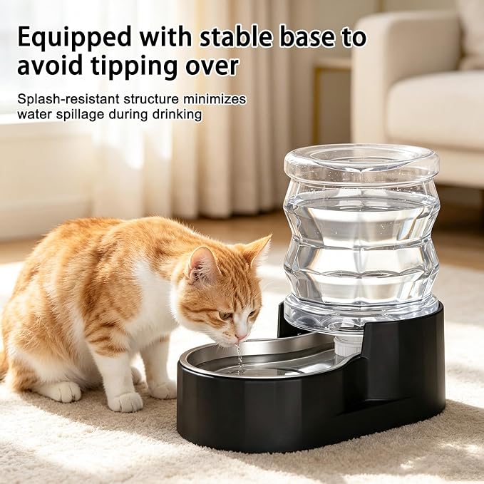 RIZZARI 4L Gravity Cat Water Dispenser:Spill Resistant for Apartments | No Filter Required/Leak-Resistant Design/Easy to Refill,Easy to Clean/Stable Anti-Tip Base/Food-Grade Materials - Image 8