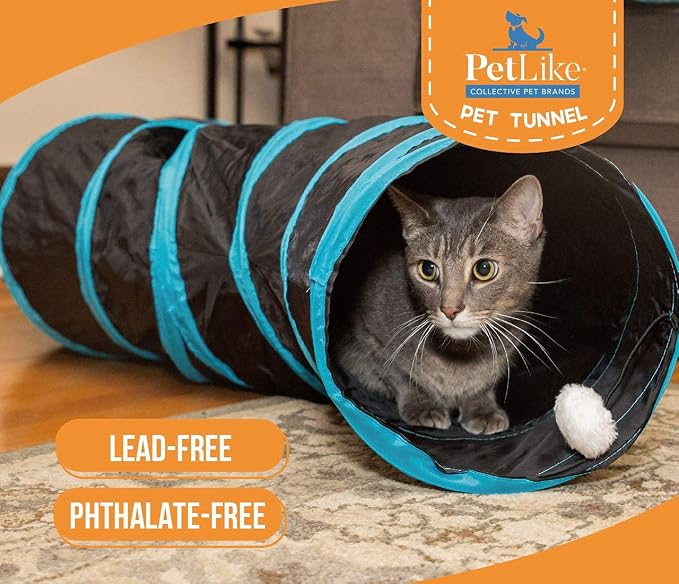 PetLike S Way Cat Tunnel Collapsible Pop-up Pet Tube Hideaway Play Toy with Ball (S-Way, Rose Red) - Image 6