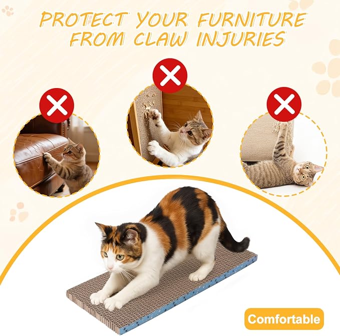 2Pack Cat Scratcher Pad, Reversible Scratching Cardboard, 14" Lx5.3 W Post Board for Indoor Cats Cardboard pad Sleep Play and Grind Claws - Image 4