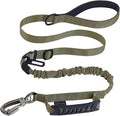 Hotsky Tactical Bungee Shock Absorbing No Pull Dog Leash,Army Green,4-6FT | Heavy Duty for Medium Large Dogs That Pull up to 660 lb,with Padded Double Handle ＆ Car Seatbelt,360°Rotating Locking Clasp by Hotsky