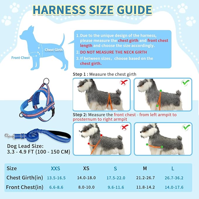 SlowTon No Pull Small Dog Harness and Leash Set with Front Clip | Soft Padded, Neck & Chest Adjustable, Lightweight, Anti-Twist, Puppy Vest Harness Pet Lead Combo for Small Medium Dog DBL XXS - Image 5
