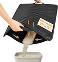 Cat Litter Trapping Mat, 27"x19" Universal Fit Litter Box Floor Mat, Hexagon Grids & Anti-Leak Base, Machine Washable, Non-Slip Kitty Mat for Most Homes, Black by Conlun