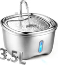 Cat Water Fountain Stainless Steel, 120oz/3.5l Water Fountains for Cats Indoor, Automatic Silent Pump, Easy Clean Water Bowl, with Replacement Filters, Unique Cat-Shaped Design by KIWILOVE