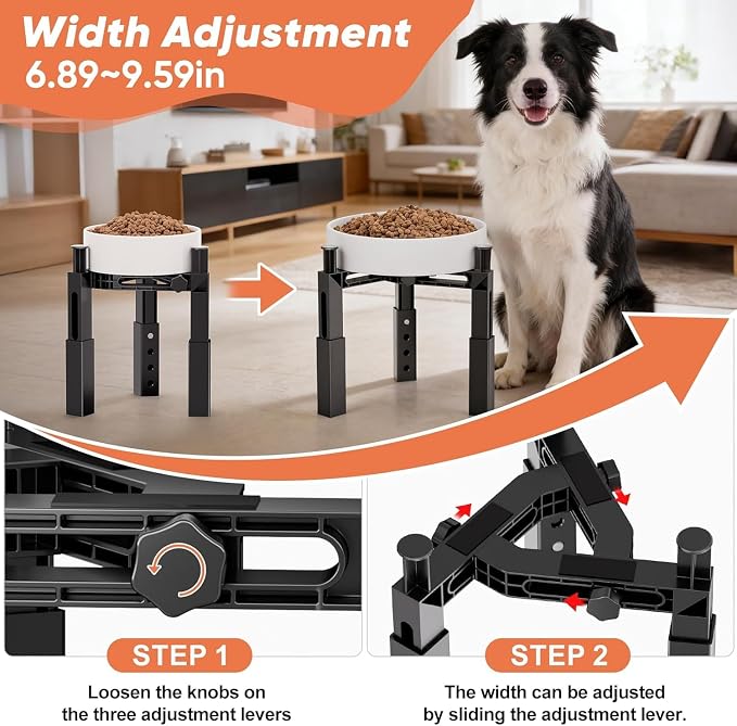 XIAZ Dog Bowl Stand Elevated Food Water Bowl Holder for Large Medium Small Sized Dog, Heights&Width Adjustable, Non-Slip, Durable, Elevated Feeding Bowl Stand for All Dogs Bowls (Stand Only) - Image 3