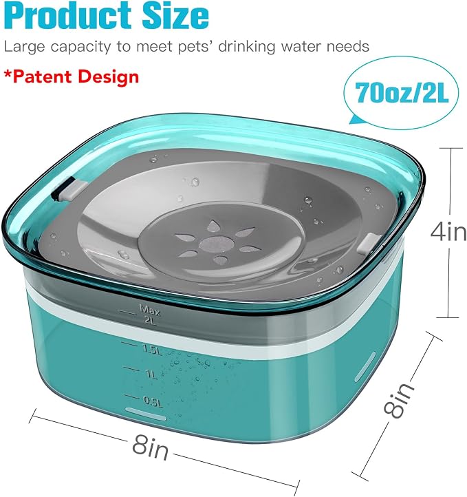 UPSKY 70oz Dog Water Bowl, No Spill Slow Drinking Feeder for Messy Drinker | Large Capacity, Spill Proof, Prevent Pet Prevents Choking, Anti-Slip, Visible Water Level, Suitable for Travel and Car Trips - Image 2