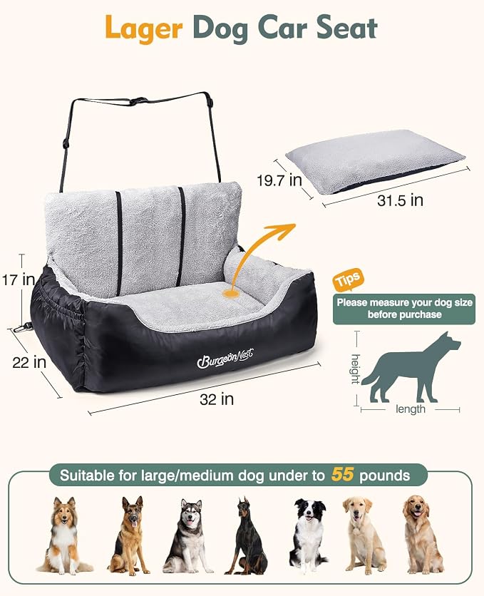 BurgeonNest Dog Car Seat for Small Dogs & Cats Under 55 lbs,Black - Image 5