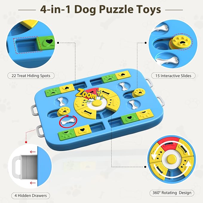 Dog Puzzle Toy, Treat Dispensing Dog Enrichment Toys, Blue | Interactive IQ Brain Stimulation, Slow Feeder Treat Dispenser, Non-Slip Durable, For Small Medium Large Dogs Cats Puppies - Image 5