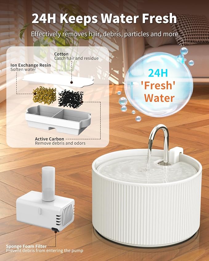 Ceramic Cat Water Fountain, 2.2L/74oz Cat Drinking Fountain | Quiet Pet Fountain for Indoor Cats and Small Dogs, BPA-Free Ceramic, Easy to Clean - Image 7
