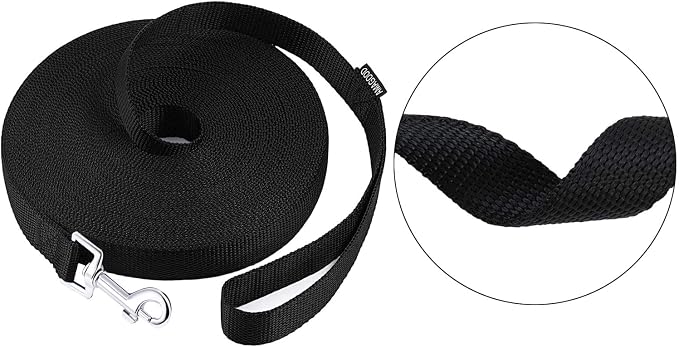 AMAGOOD Dog/Puppy Obedience Recall Training Agility Lead-15 ft 20 ft 30 ft 50 ft Long Leash-for Dog Training,Tie Out,Play,Safety,Camping (50Feet x 1Inch, Black) - Image 3