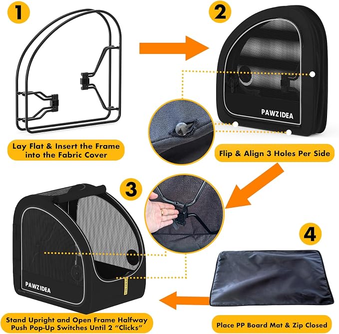 PAWZIDEA Portable Dog Crate for Car Travel, Medium & Large Dogs Up to 80lbs | Enclosed Soft-Sided Dog Car Kennel for Backseat, Secures w/ Seatbelt & Headrest Strap, Collapsible Car Carrier, Chew-Proof - Image 8
