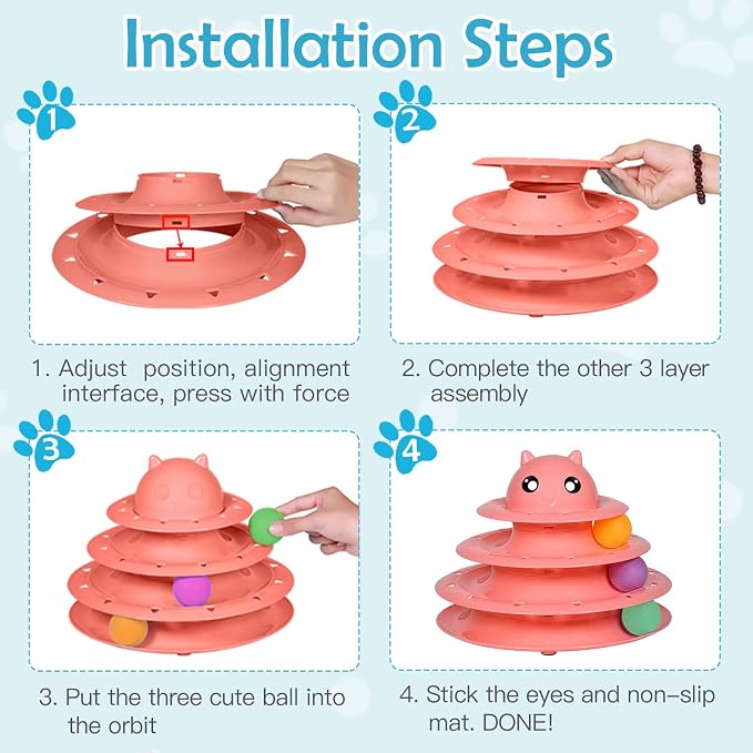UPSKY 20 PCS Cat Toys Set with Teaser, Mice, Spring, and Various Ball Toys | Puzzle Kitten Toys, Sturdy Structure, Detachable Design, Easy to Assemble, Anti-Slip, Reduces Boredom for Indoor Cats - Image 4