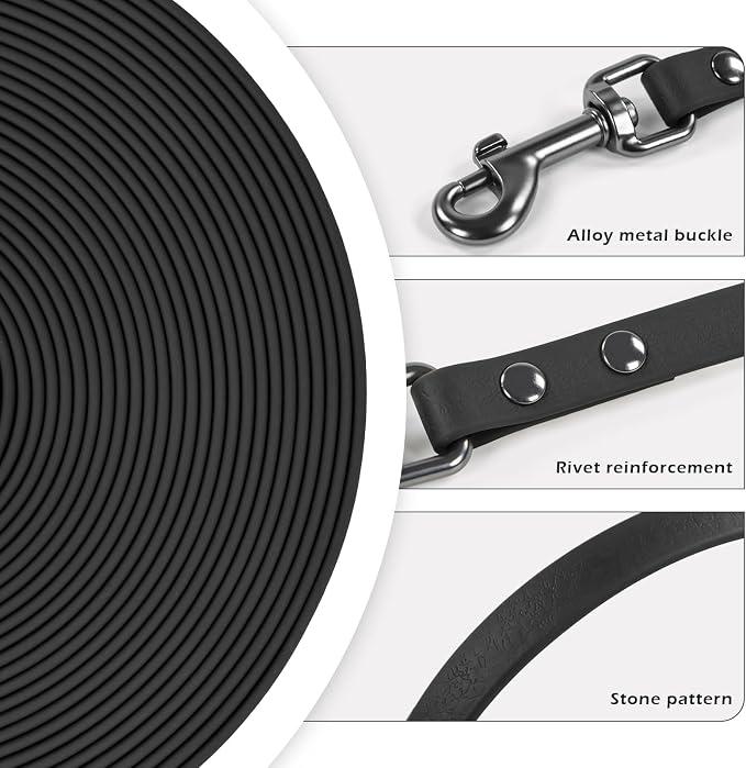 Wolfone Waterproof Dog Leash 33FT Long Line Training Lead for Dogs | Recall Leash for Dogs Heavy duty PVC coated leash with easy clean design tangle-free nylon core for outdoor training - Image 3