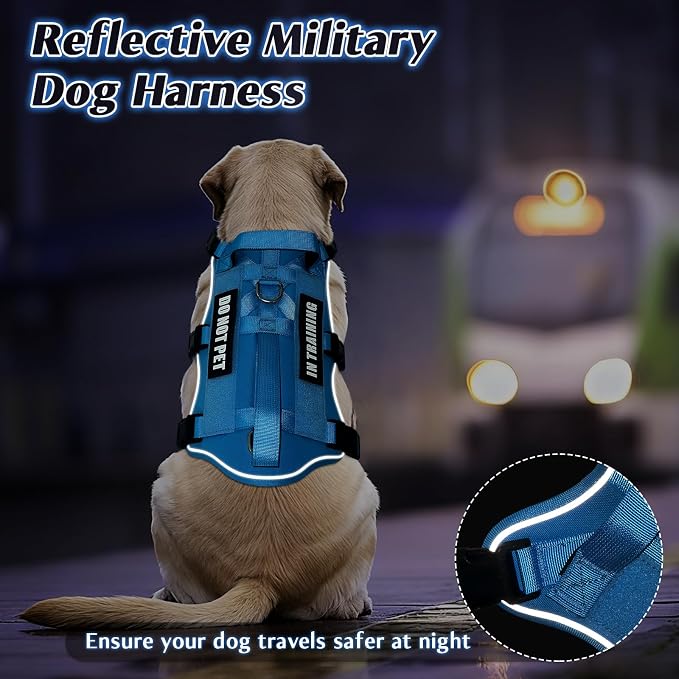 WINSEE Escape Proof Dog Harness with Double Handle+4 Removable Patches | Service Working Molle Harness with Double Handle for Medium Dogs, Tactical Pet Reflective Vest for Walking Hiking Hunting - Image 6