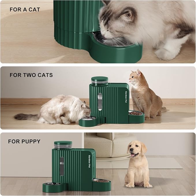 Gardner Pet Automatic Gravity Cat Food Feeder and Water Dispenser Stainless Steel Two-in-One Set Large Capacity Dispenser for Pets Dogs, Puppies, Kittens-(0.8 Gallons x 2) - Image 7