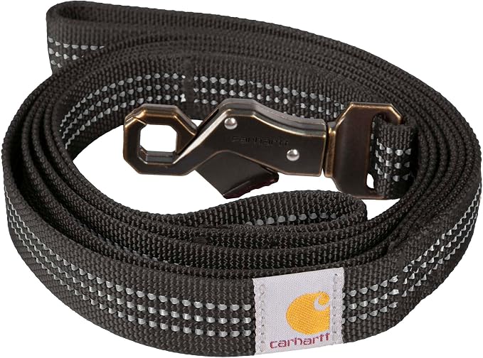 Carhartt Nylon Dual Handle Dog Leash Black L | Durable Nylon Webbing Fabric with Secure Metal Trigger Claw Clasp by Unknown