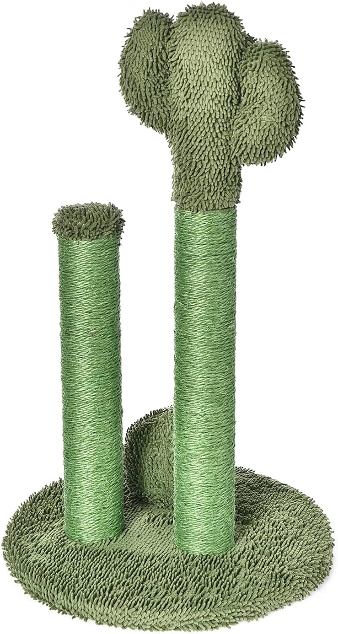 Amazon Basics Sisal Cat Scratching Post, Indoor Cactus Triple Posts for Cats & Kittens with Dangling Ball, Small, 22.4"H, Green - Image 2