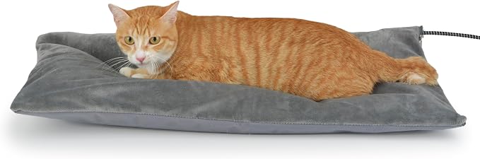 Outdoor Cat Heating Pad, 27.5" x 15.7", 50W, Grey | Water-Resistant Bottom, Adjustable Cushion Loft, Auto Temperature Control, Ideal for Large Cats, Puppies, Garages & Barns by petace