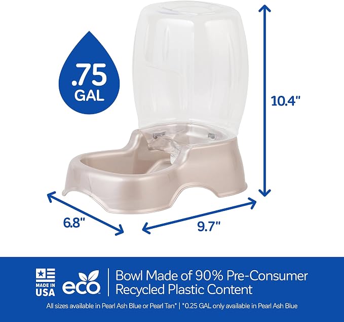 Petmate Pet Cafe Water Dispenser, .75 GAL, Pearl Tan | Bowl for Cats and Dogs, USA Made - Image 3