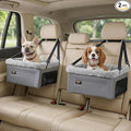 Conlun 2-Pack Dog Car Seat | Steel Frame Anti-Collapse | Small Pet | Grey | Heavy-duty Oxford | Rigid Skeleton Stops Wobbling | Leash Prevents Escapes | Elevated Pet Booster for Calm Car Trips by Conlun