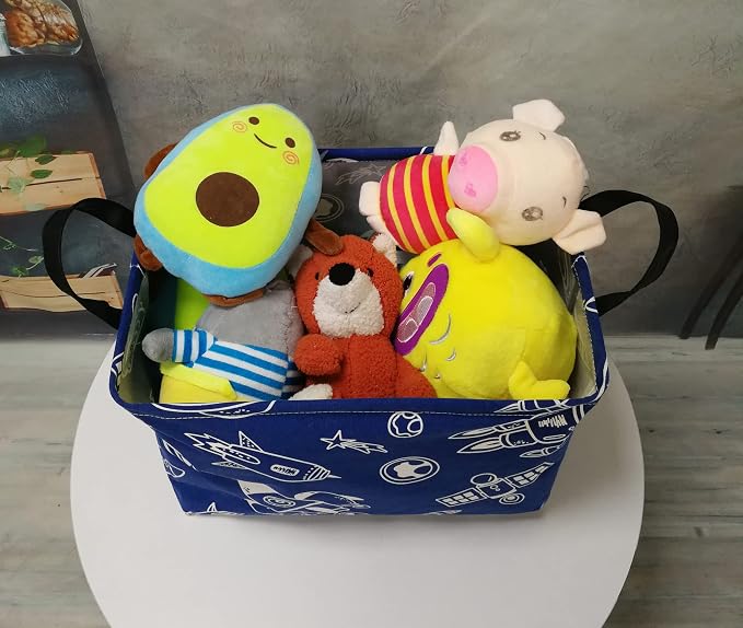 Storage Basket Home Shelf Basket Kids Organizer Box Clothes Laundry Hamper Nursery Bin Gift Laundry Basket with Handles for Home (Spacecraft) - Image 4